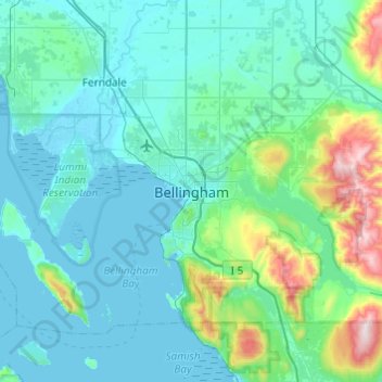 Bellingham topographic map, elevation, terrain