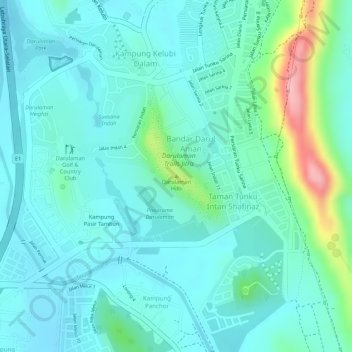 Darulaman Hills topographic map, elevation, terrain
