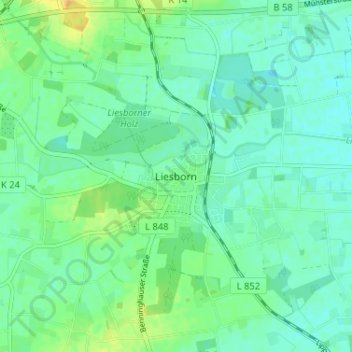 Liesborn topographic map, elevation, terrain