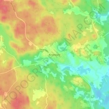 Kristdala topographic map, elevation, terrain