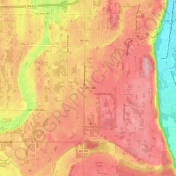 South Hill topographic map, elevation, terrain