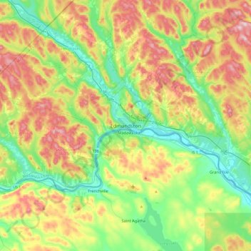 Edmundston topographic map, elevation, terrain