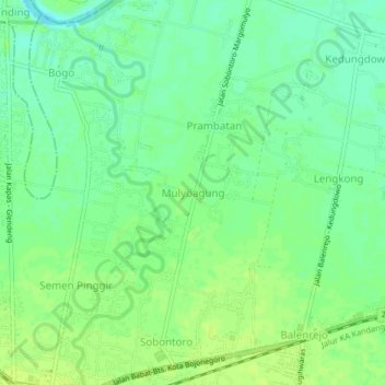 Mulyoagung topographic map, elevation, terrain