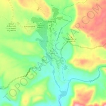 Baniane topographic map, elevation, terrain