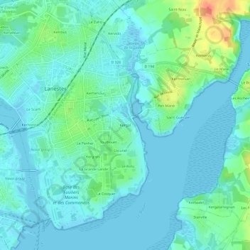 Kergal topographic map, elevation, terrain
