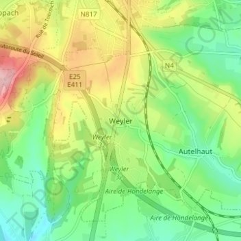 Weyler topographic map, elevation, terrain