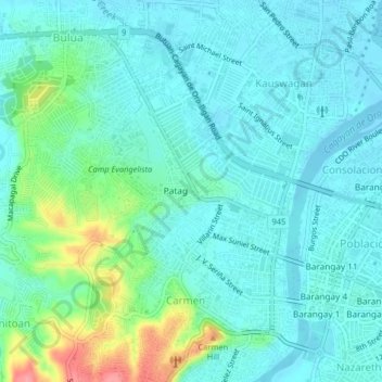Patag topographic map, elevation, terrain