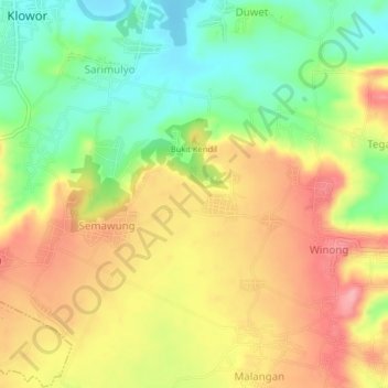 Semawung topographic map, elevation, terrain