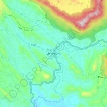 Morawaka topographic map, elevation, terrain