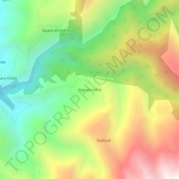 Yaguarcocha topographic map, elevation, terrain