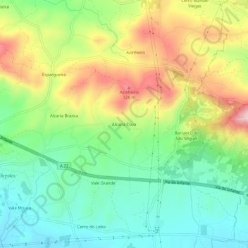 Alcaria Cova topographic map, elevation, terrain