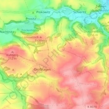 Priesa topographic map, elevation, terrain