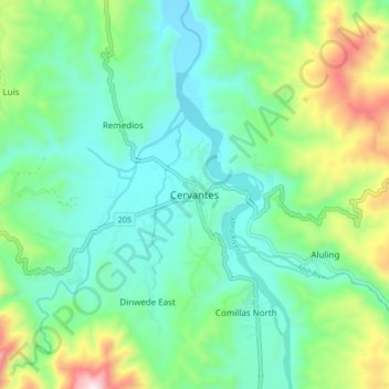 Cervantes topographic map, elevation, terrain