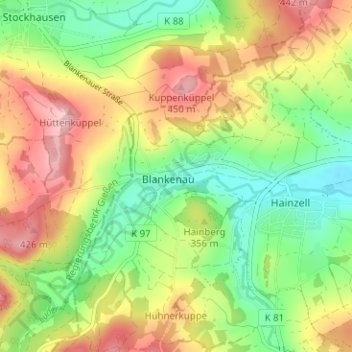 Blankenau topographic map, elevation, terrain