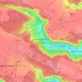 Saint-Lambert-des-Bois topographic map, elevation, terrain
