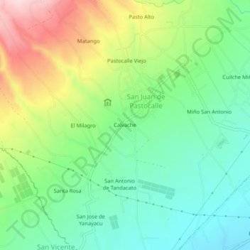 Calvache topographic map, elevation, terrain