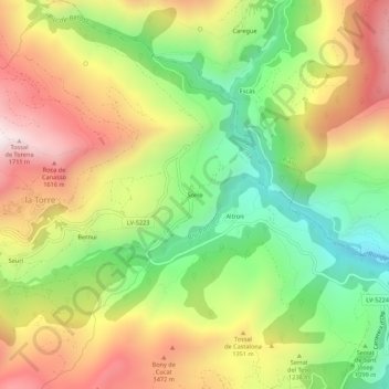 Sorre topographic map, elevation, terrain