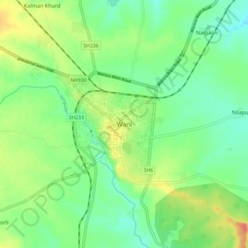 Wani topographic map, elevation, terrain