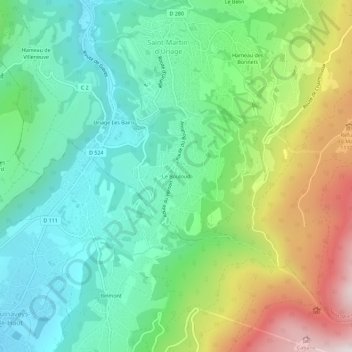 Le Bouloud topographic map, elevation, terrain