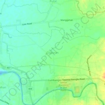 Cogunan topographic map, elevation, terrain