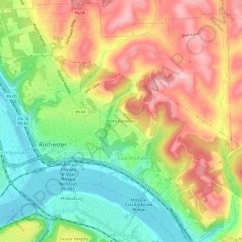 North Rochester topographic map, elevation, terrain