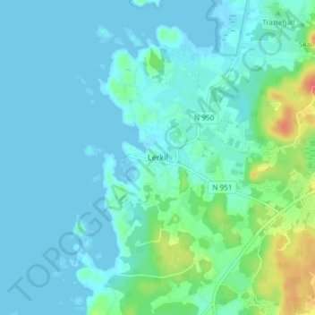 Lerkil topographic map, elevation, terrain