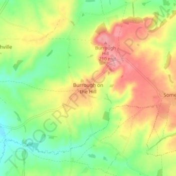 Burrough on the Hill topographic map, elevation, terrain