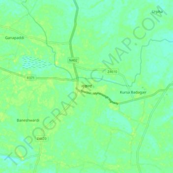 Nakla topographic map, elevation, terrain