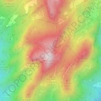 Collet del Faig topographic map, elevation, terrain