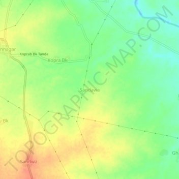 Sandawa topographic map, elevation, terrain