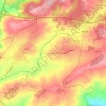 Rebordinho topographic map, elevation, terrain