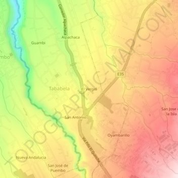 El Vergel topographic map, elevation, terrain