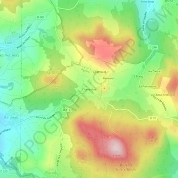 Champclos topographic map, elevation, terrain