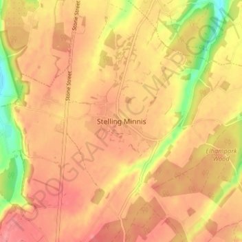 Stelling Minnis topographic map, elevation, terrain