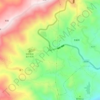 刀坝 topographic map, elevation, terrain
