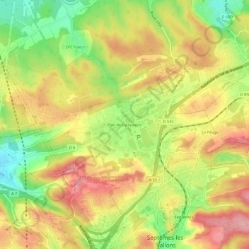 Plan de Campagne topographic map, elevation, terrain