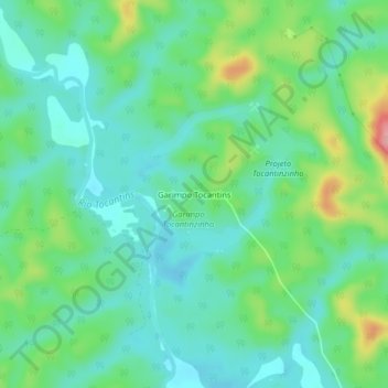 Garimpo Tocantins topographic map, elevation, terrain