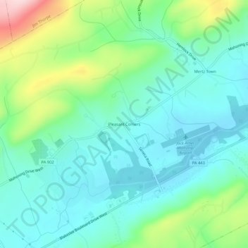 Pleasant Corners topographic map, elevation, terrain