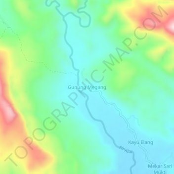 Gunung Megang topographic map, elevation, terrain