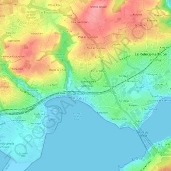 Coatanguy topographic map, elevation, terrain