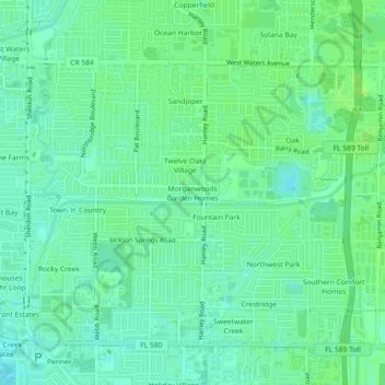 Morganwoods Garden Homes topographic map, elevation, terrain