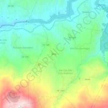 Barral topographic map, elevation, terrain
