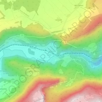 Noiraigue topographic map, elevation, terrain