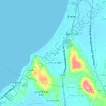 Panicsican topographic map, elevation, terrain