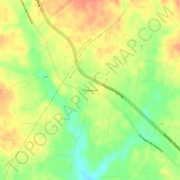 Devenport topographic map, elevation, terrain