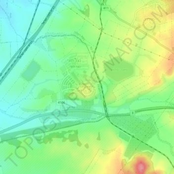 Yesodot topographic map, elevation, terrain