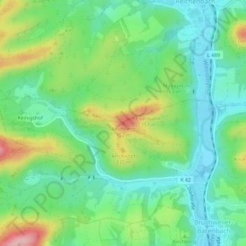 Rauhberg topographic map, elevation, terrain