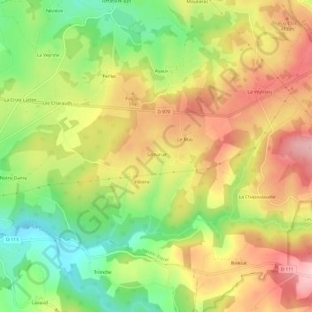 Samarue topographic map, elevation, terrain