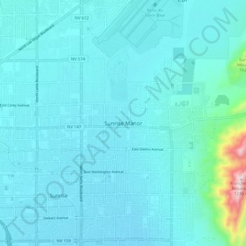 Sunrise Manor topographic map, elevation, terrain