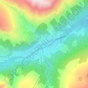 Splügen topographic map, elevation, terrain